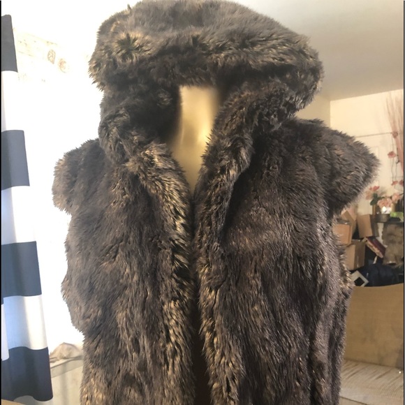 faux fur hooded vest womens